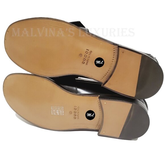 GUCCI SHOES MENS INTERLOCKING G LOGO PLAQUE LEATHER LOAFERS 9 /US 9.5 - Picture 14 of 16